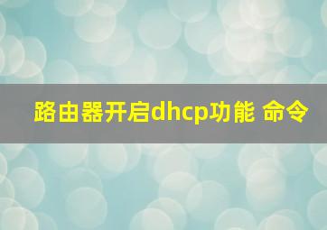 路由器开启dhcp功能 命令